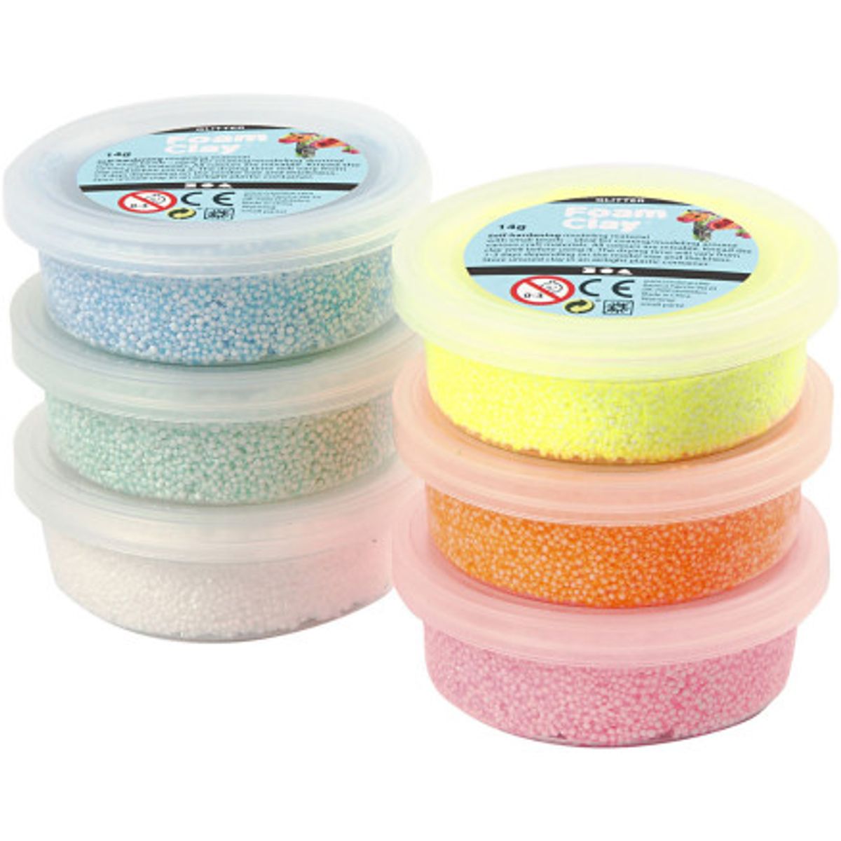 Foam Clay ®, glitter, pastelfarver, 6x14g/ 1 pk.