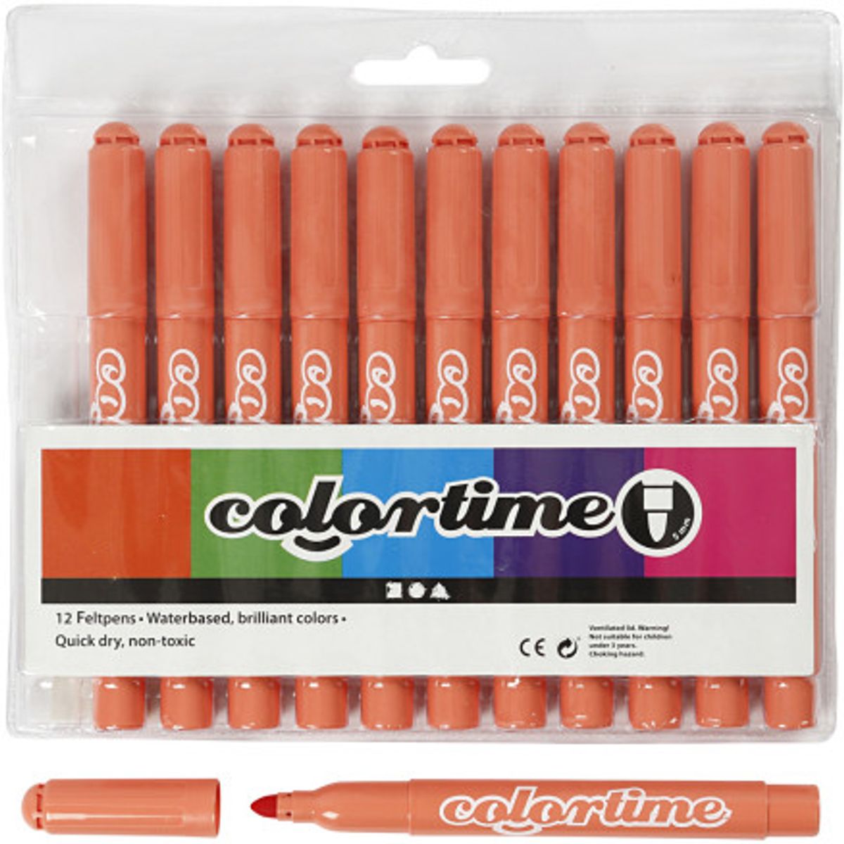 Colortime Tusch, streg 5 mm, mandarin, 12stk./ 1 pk.