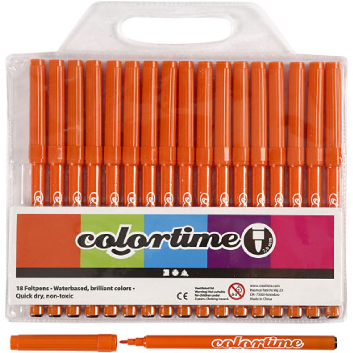 Colortime Tusch, streg 2 mm, orange, 18stk./ 1 pk.