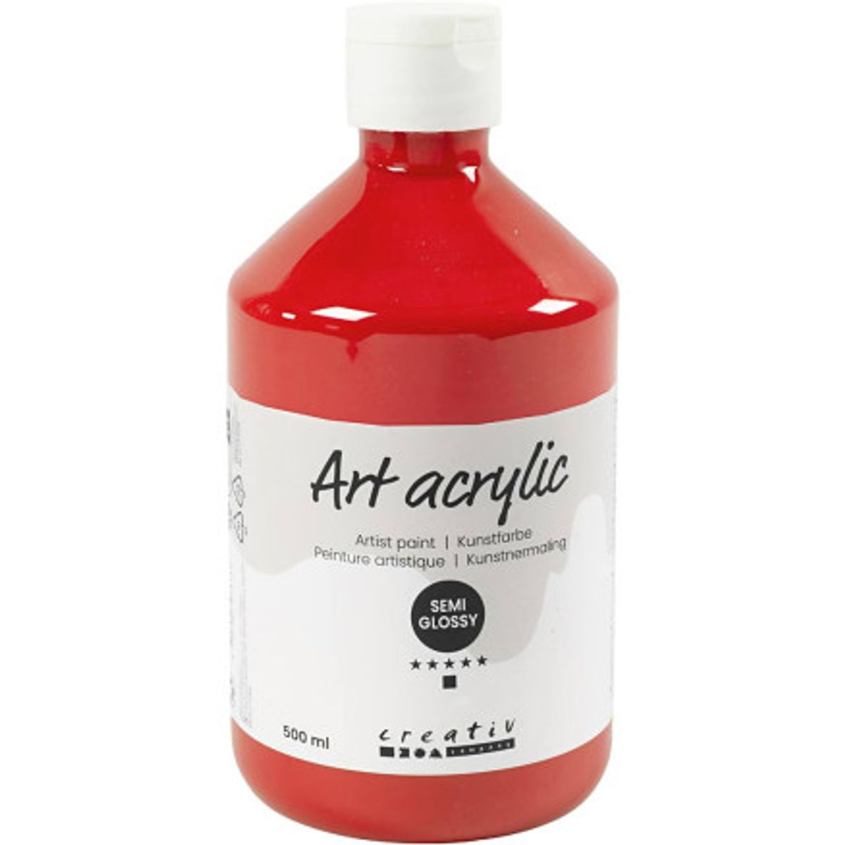 Art Akrylmaling, halvblank, transparent, kadmium rød, 500ml/ 1 fl.