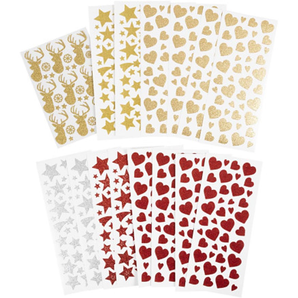 Glitterstickers, ark 10x24+12x18,5 cm, 8ark/ 1 pk.