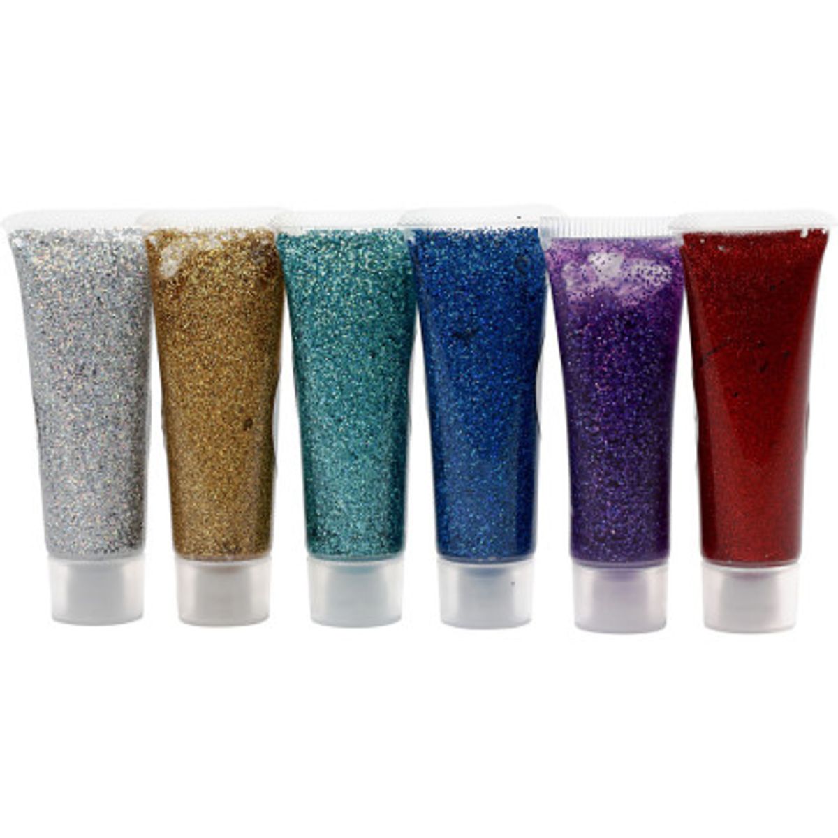 Eulenspiegel Glittergel , ass. farver, 6x18ml/ 1 pk.