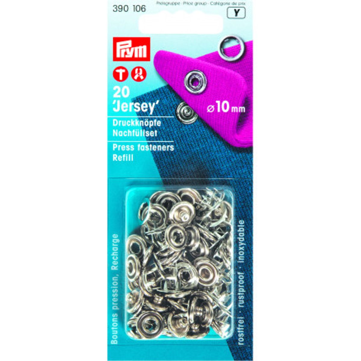 Prym Jersey Trykknapper Refill Ring Sølv 10mm - 20 stk