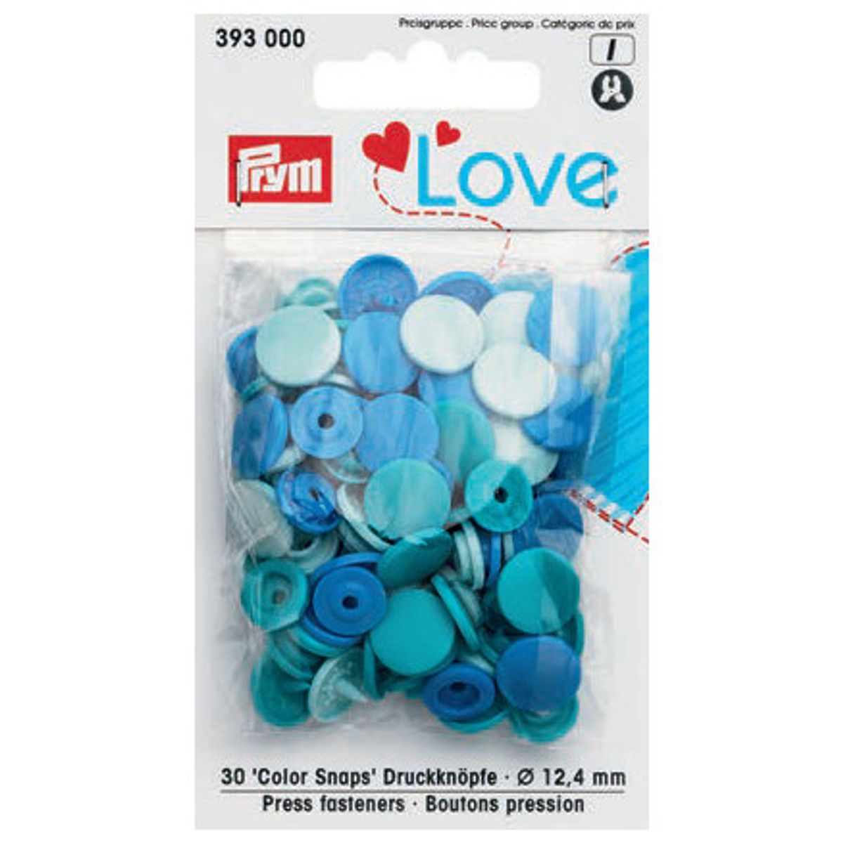 Prym Color Snaps Trykknapper Plast Rund 12,4mm Ass. Turkis - 30 stk