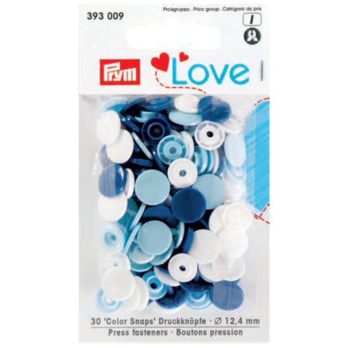 Prym Color Snaps Trykknapper Plast Rund 12,4mm Ass. Blå - 30 stk