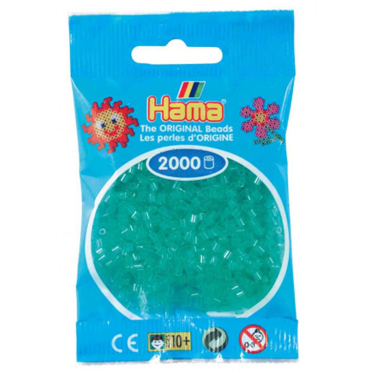 Hama Mini Perler 501-16 Transparent Grøn - 2000 stk