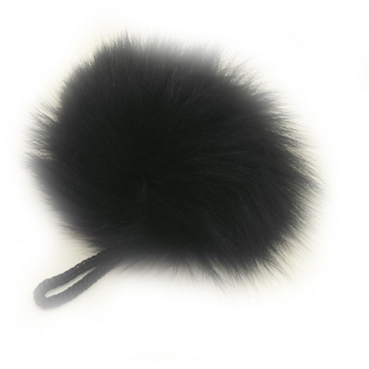 Pompon Kvast Kaninhår Sort 90 mm