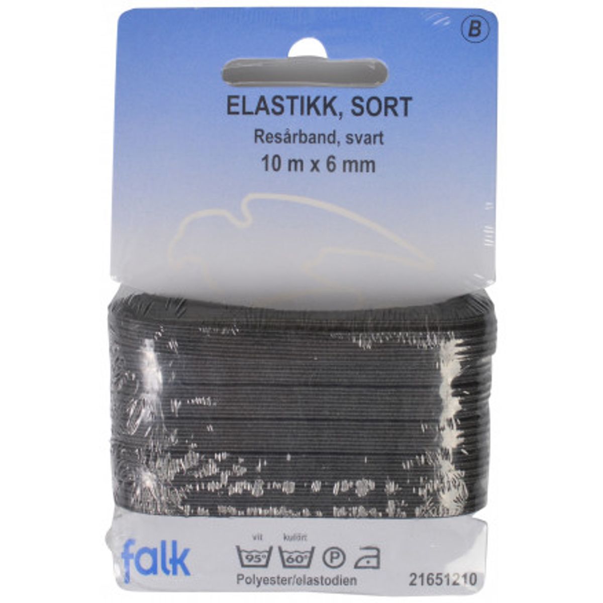 Elastik Flad Sort 6mm 10m