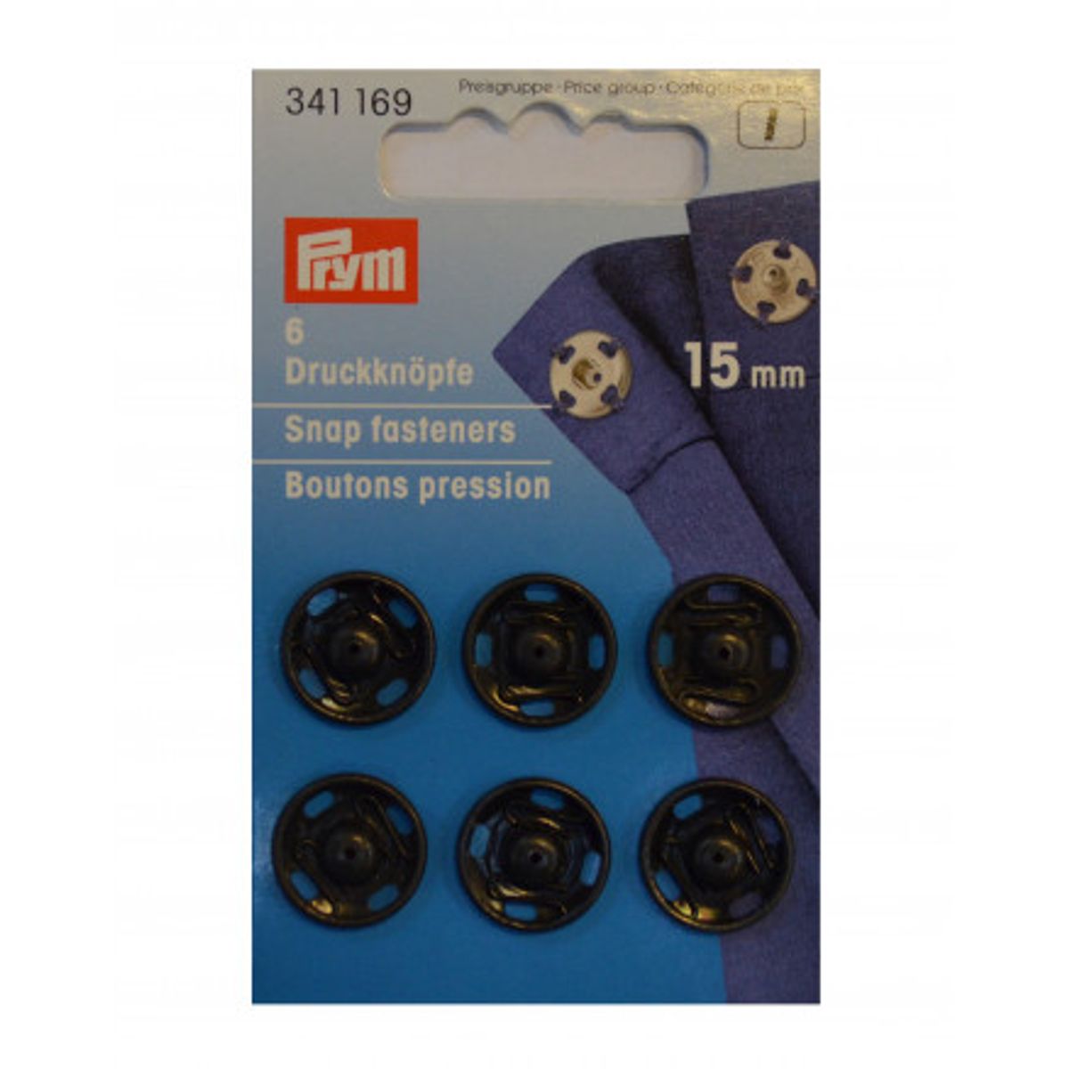 Prym Tryklåse Sort 15mm 6 stk.