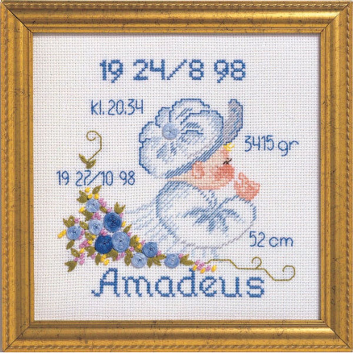 Permin Broderi Aida Fødselsplakat Amadeus 19x19cm