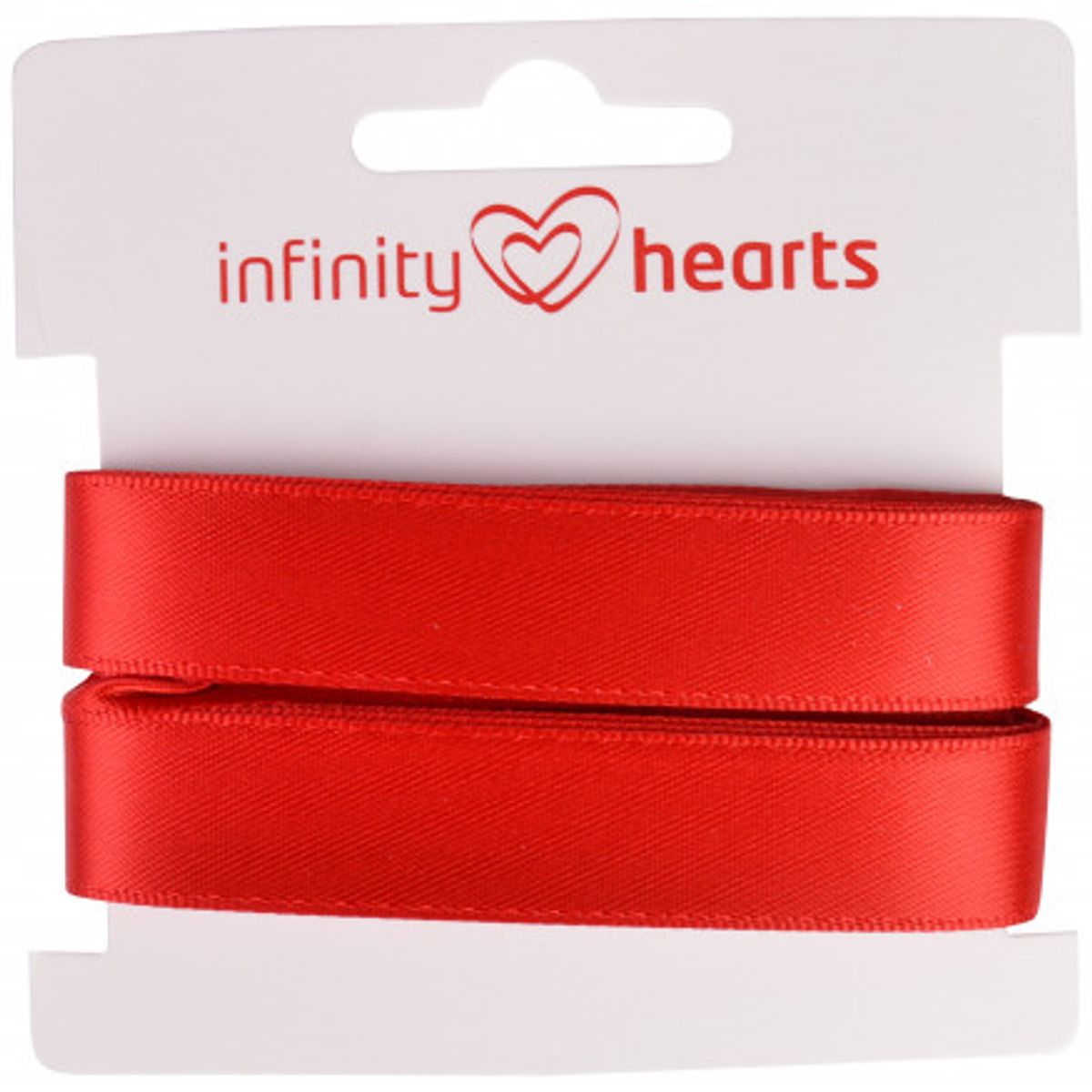 Infinity Hearts Satinbånd Dobbeltsidet 15mm 250 Rød - 5m