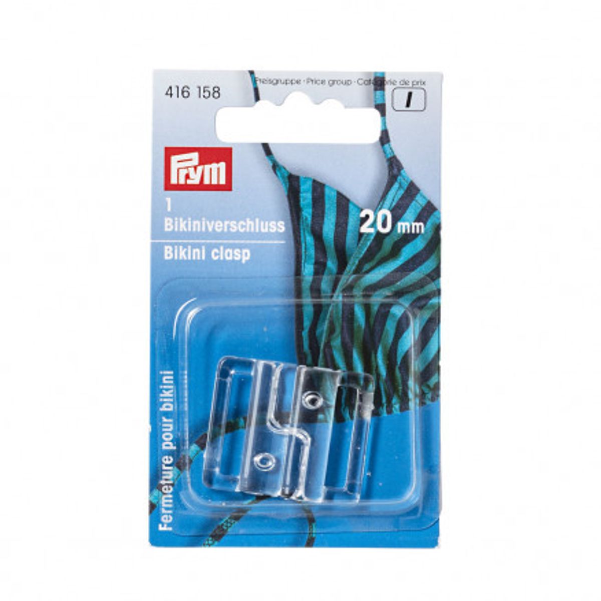 Prym Bikini hægter/Bikini lukninger Plastik Transparent 20mm - 1 sæt