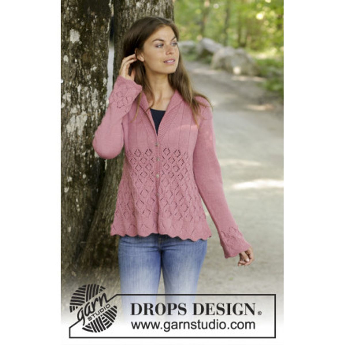 Lady Angelika Jacket by DROPS Design - Jakke Strikkeopskift str. S - X - XX-Large