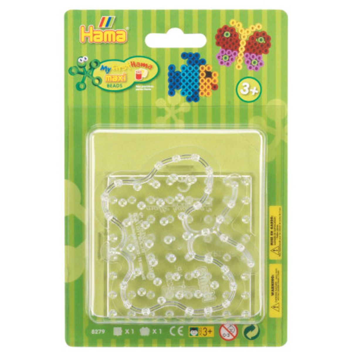 Hama Maxi Perlepladesæt 8279 Firkant & Sommerfugl Transparent 18x12 -