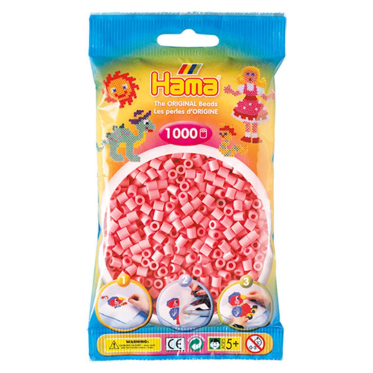 Hama perler midi 1000 stk - pink-06