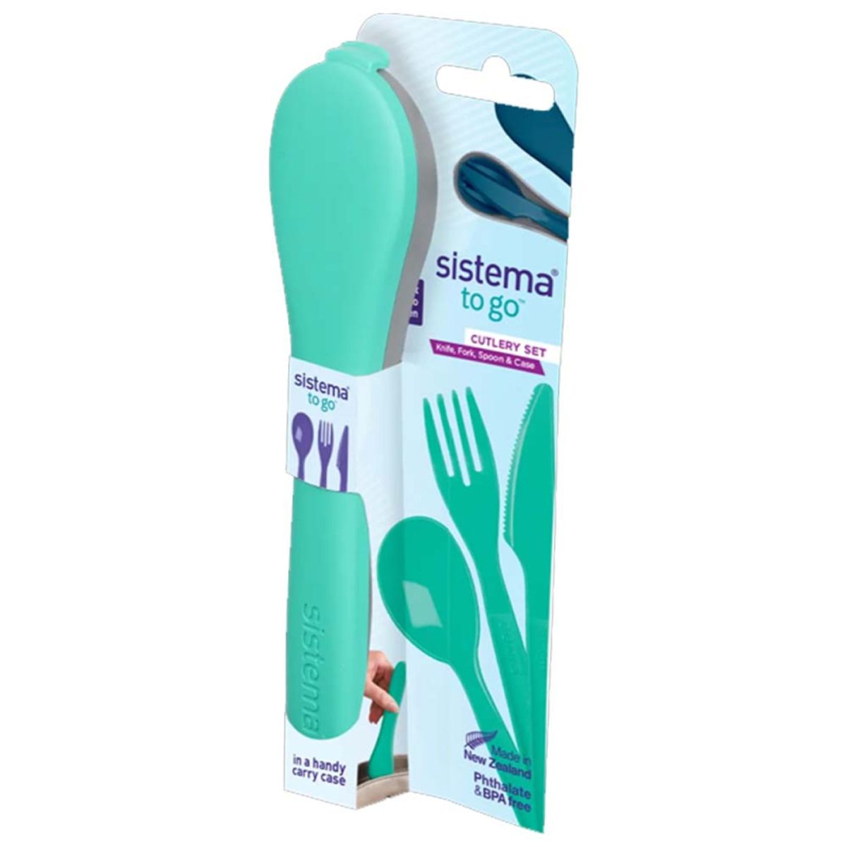 Bestiksæt To Go fra Sistema - Minty Teal