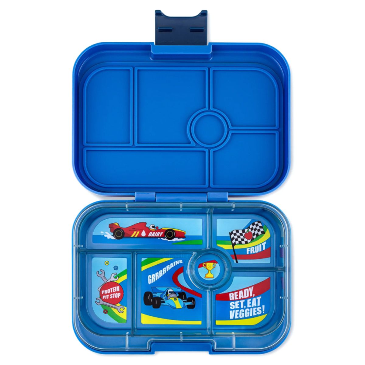 Yumbox madkasse med 6 rum - Surf Blue Race Cars