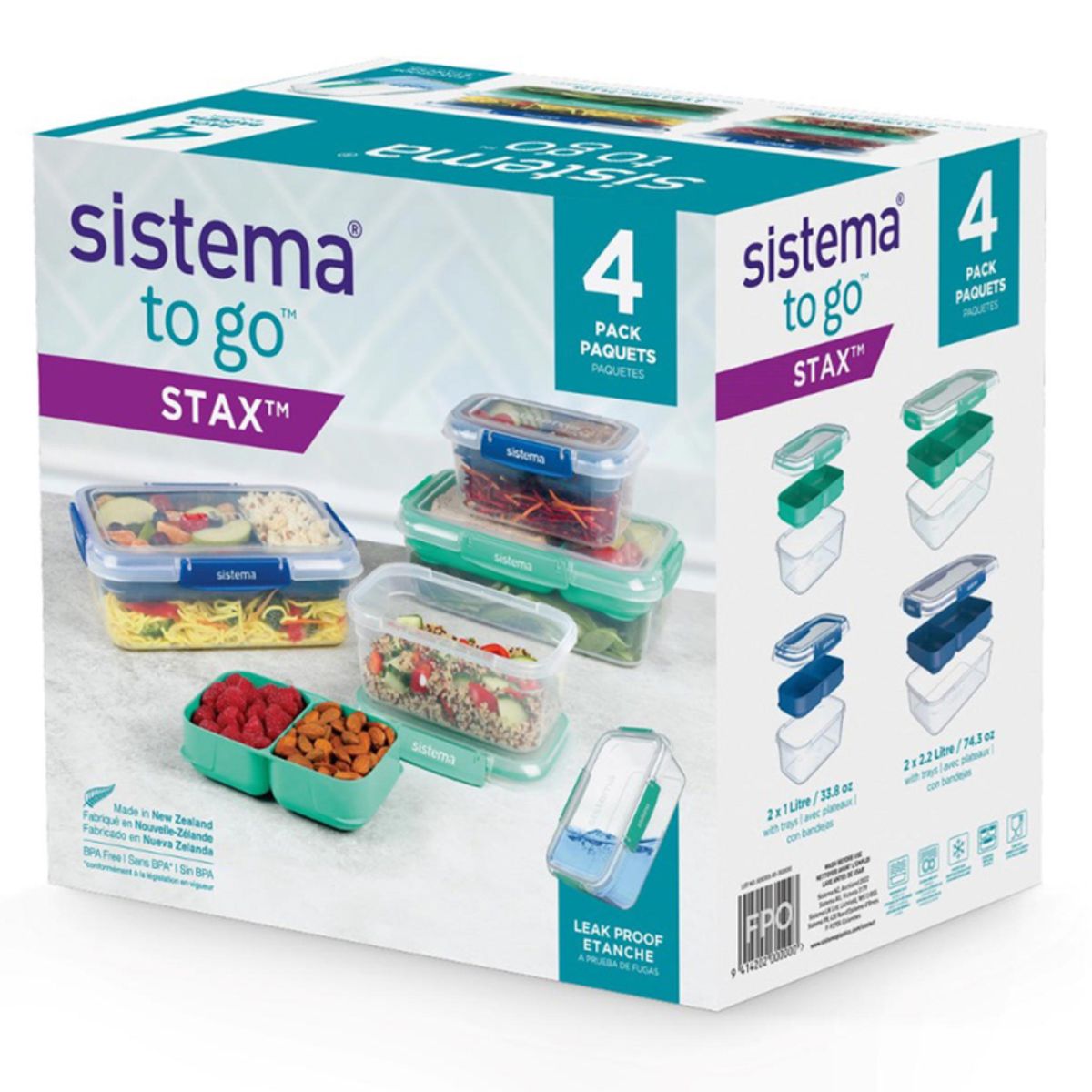 Sistema 4 pack Stax To Go - Madkassesæt