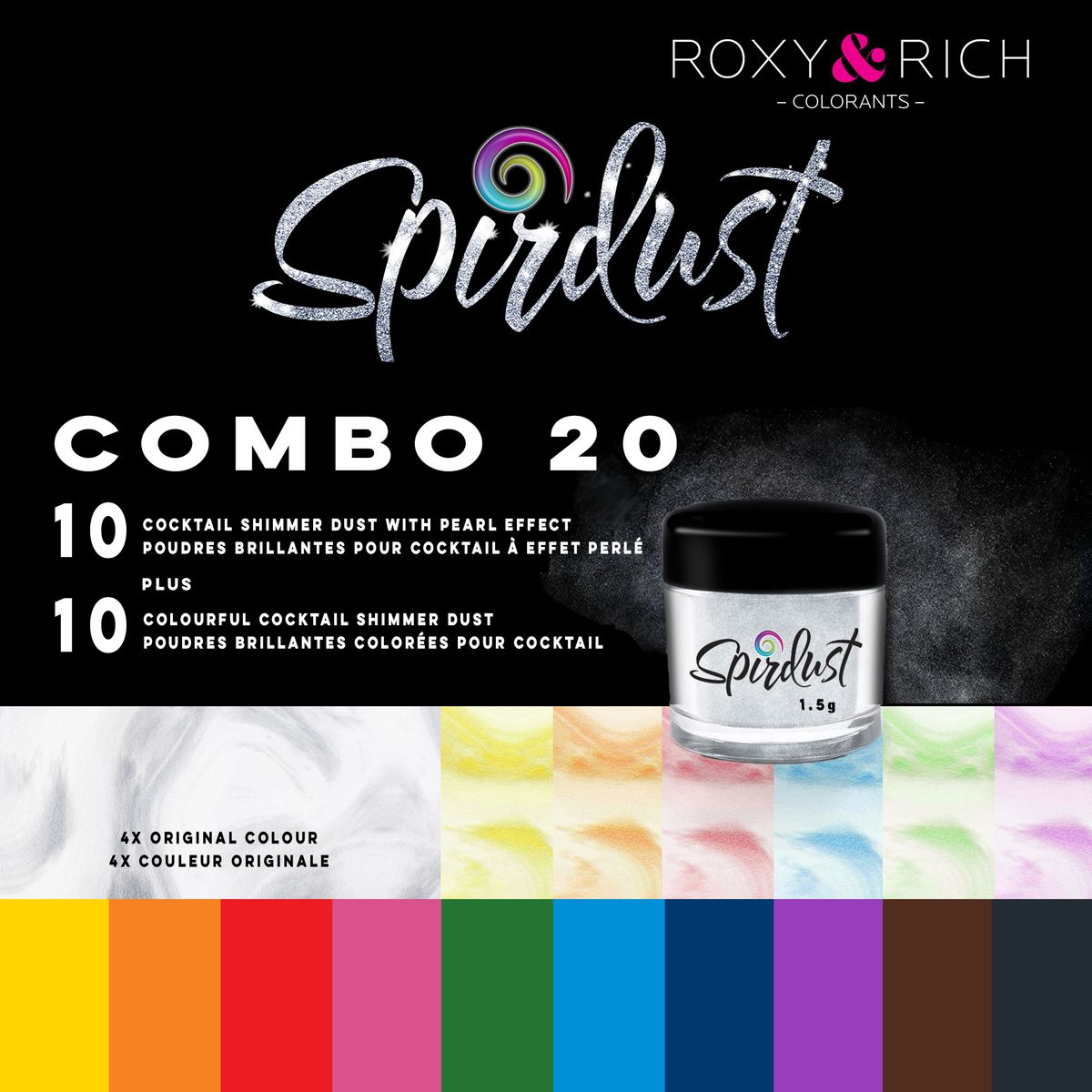 Roxy & Rich - Spirdust Sæt á 20 Stk. 1,5g, Uden E171