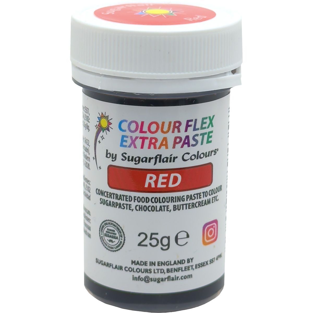 Sugarflair - Colourflex Pastafarve Rød, 25g