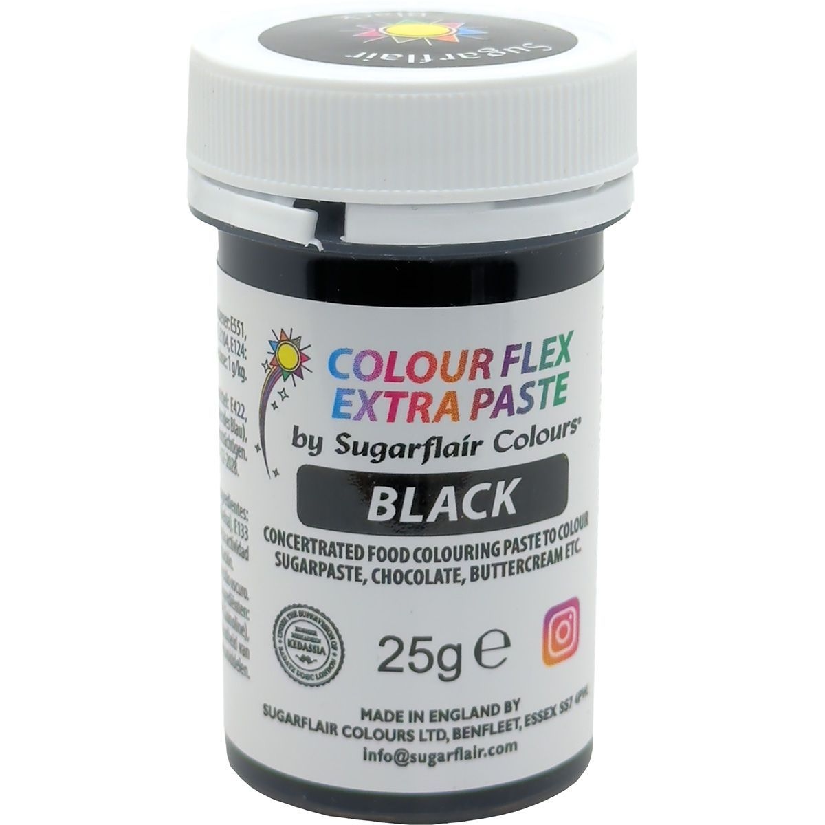 Sugarflair - Colourflex Pastafarve Sort, 25g