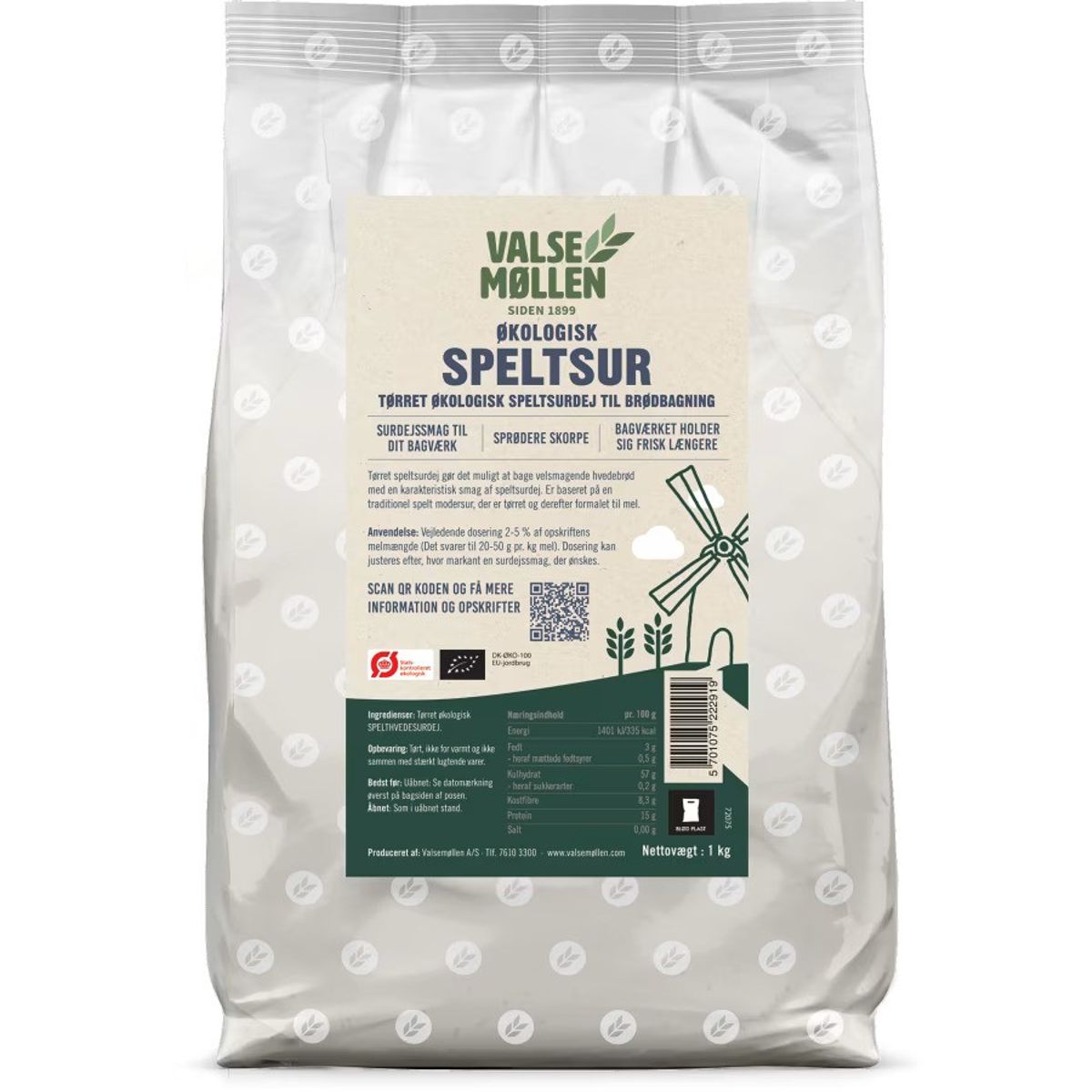 Speltsur Økologisk 1kg - Valsemøllen