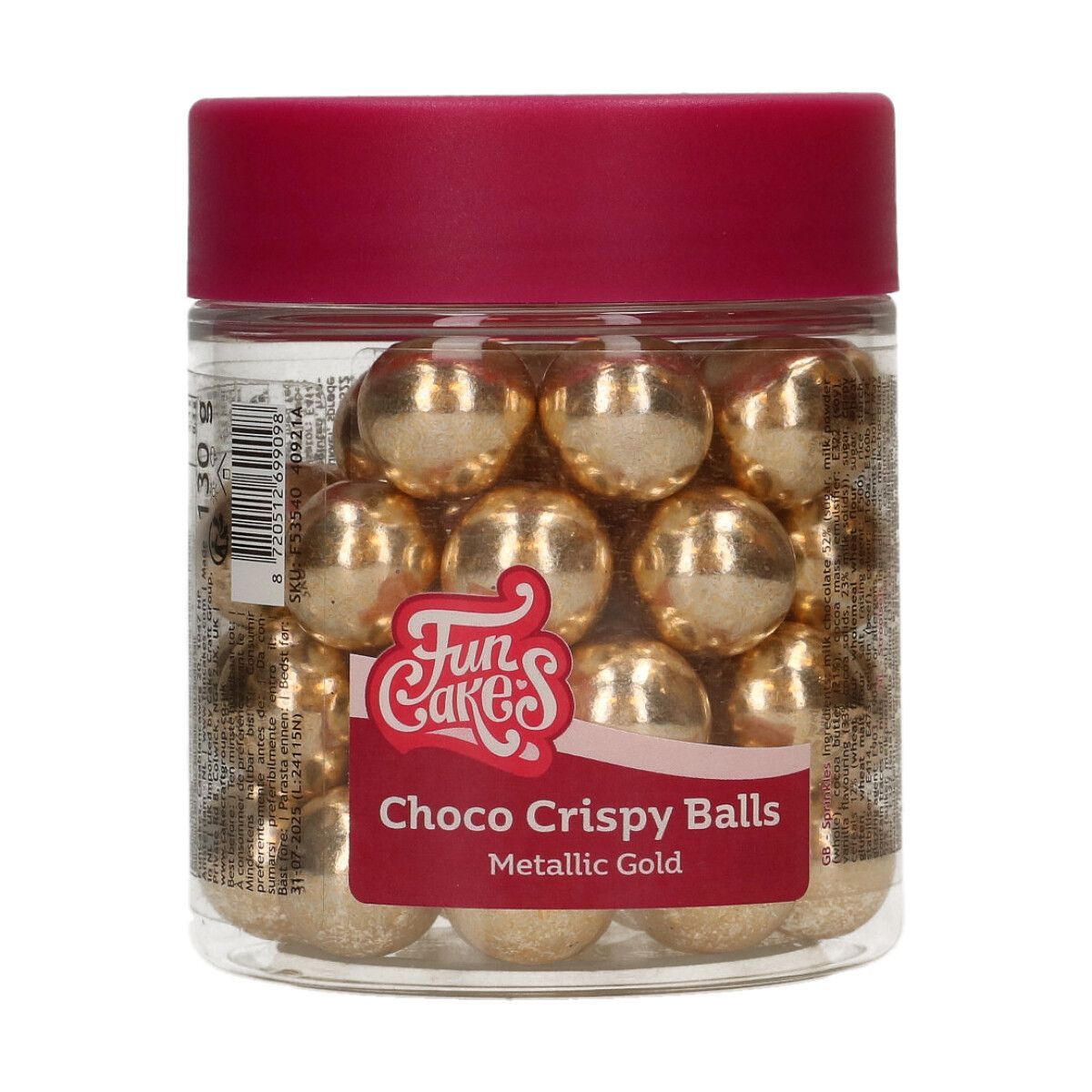 FunCakes - Crispy Chokoladekugler Metallic Gold,130g.