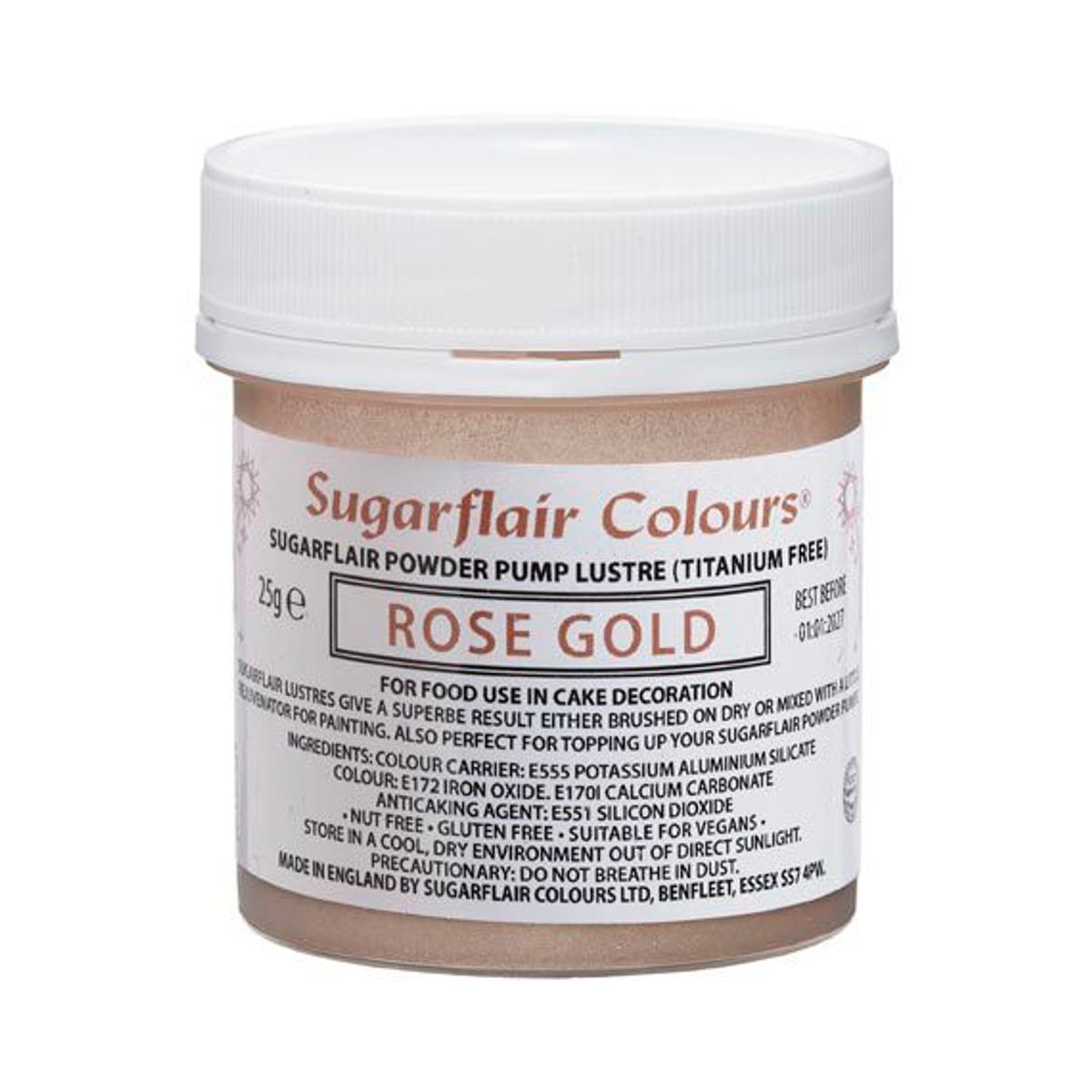 Sugarflair - Pump Spray Glitter Dust Rose Gold, 25g. REFILL