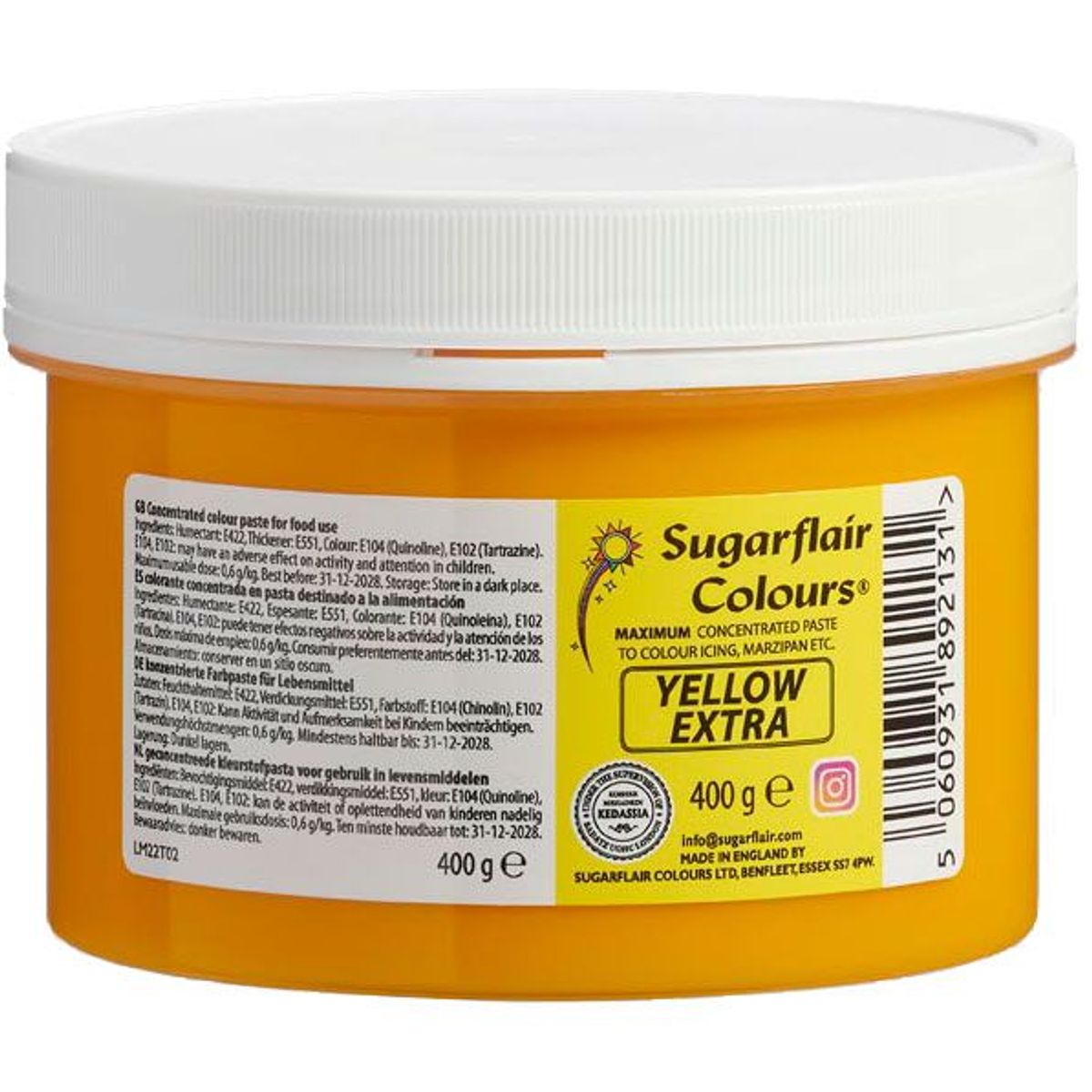 Sugarflair Pastafarve, Yellow Extra - 400g