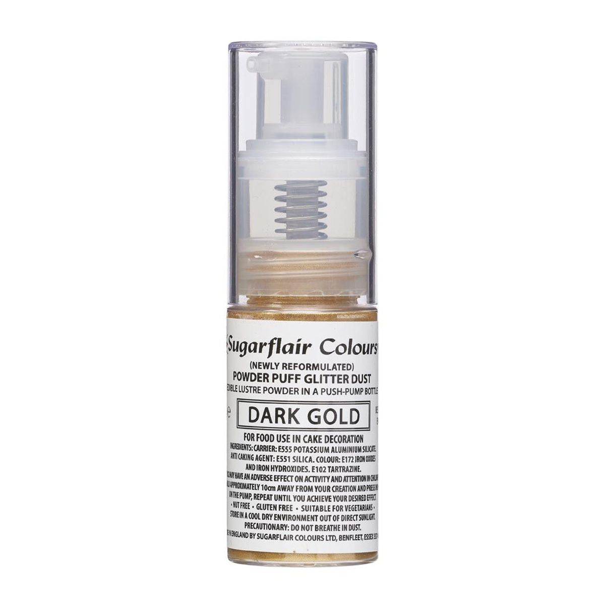 Sugarflair - Dark Gold Pump Spray, Glitter Dust,