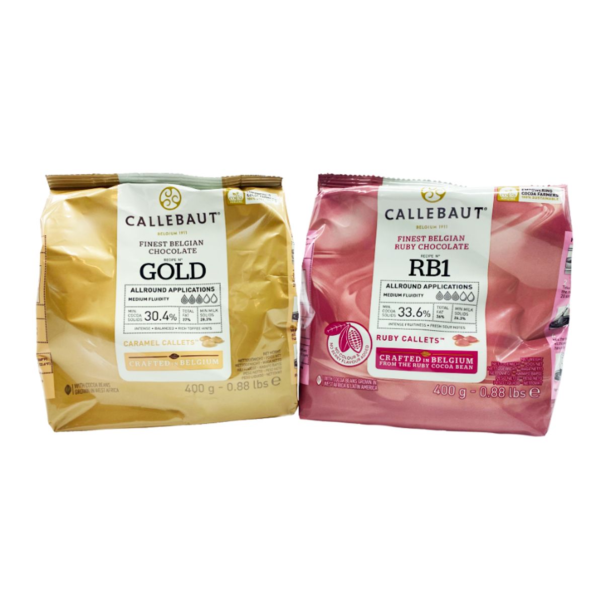 Callebaut Chokolade Callets pakke 2x400 g - Gold & Ruby