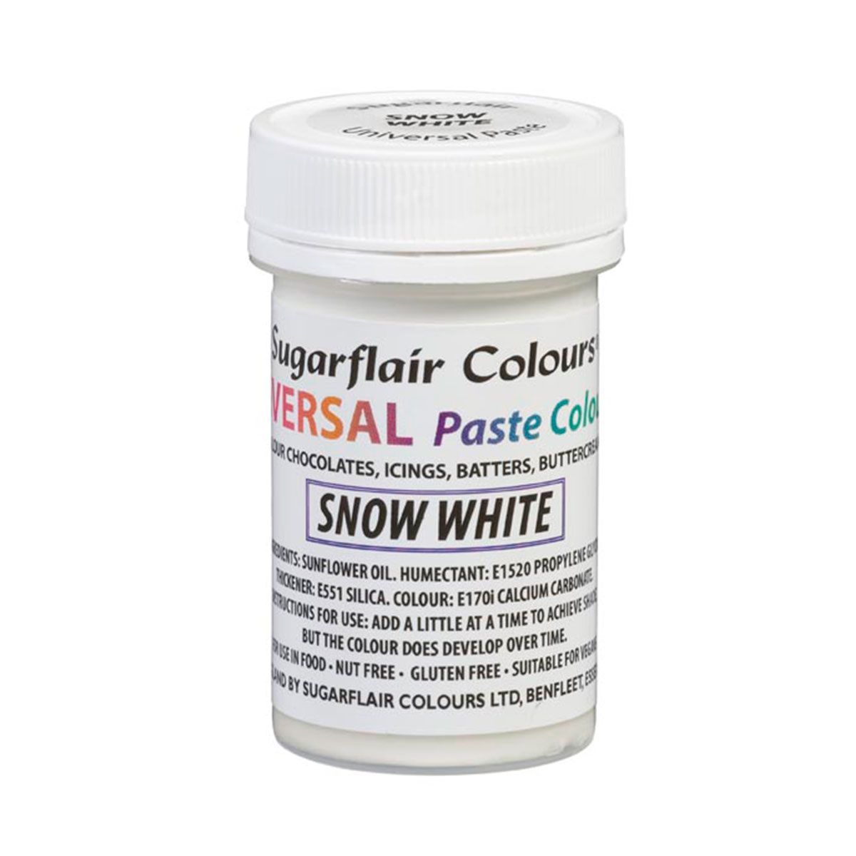 Sugarflair Universal Paste Colours Snow White 22 g