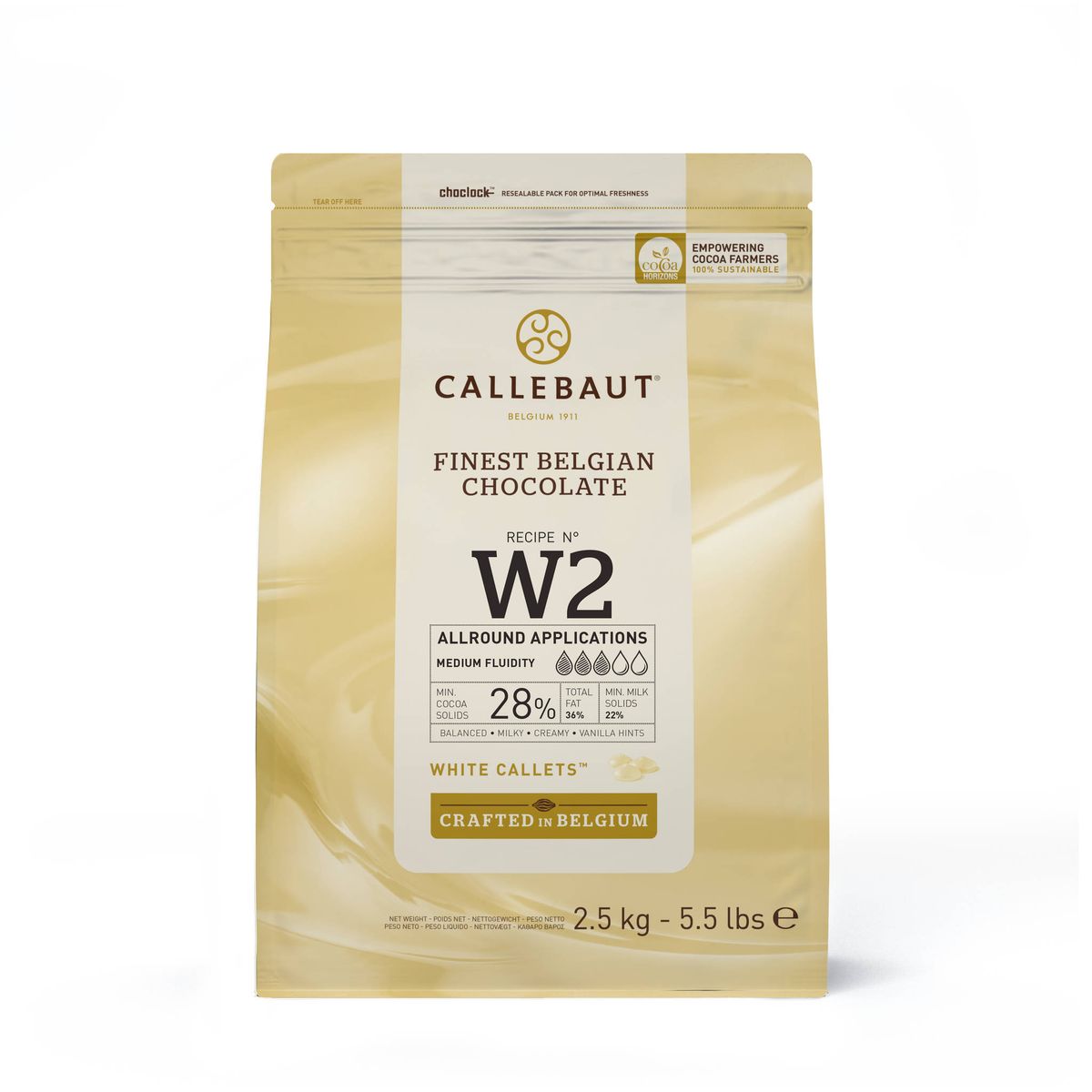 Callebaut Chokolade Callets W2 hvid 28% - 2,5 kg