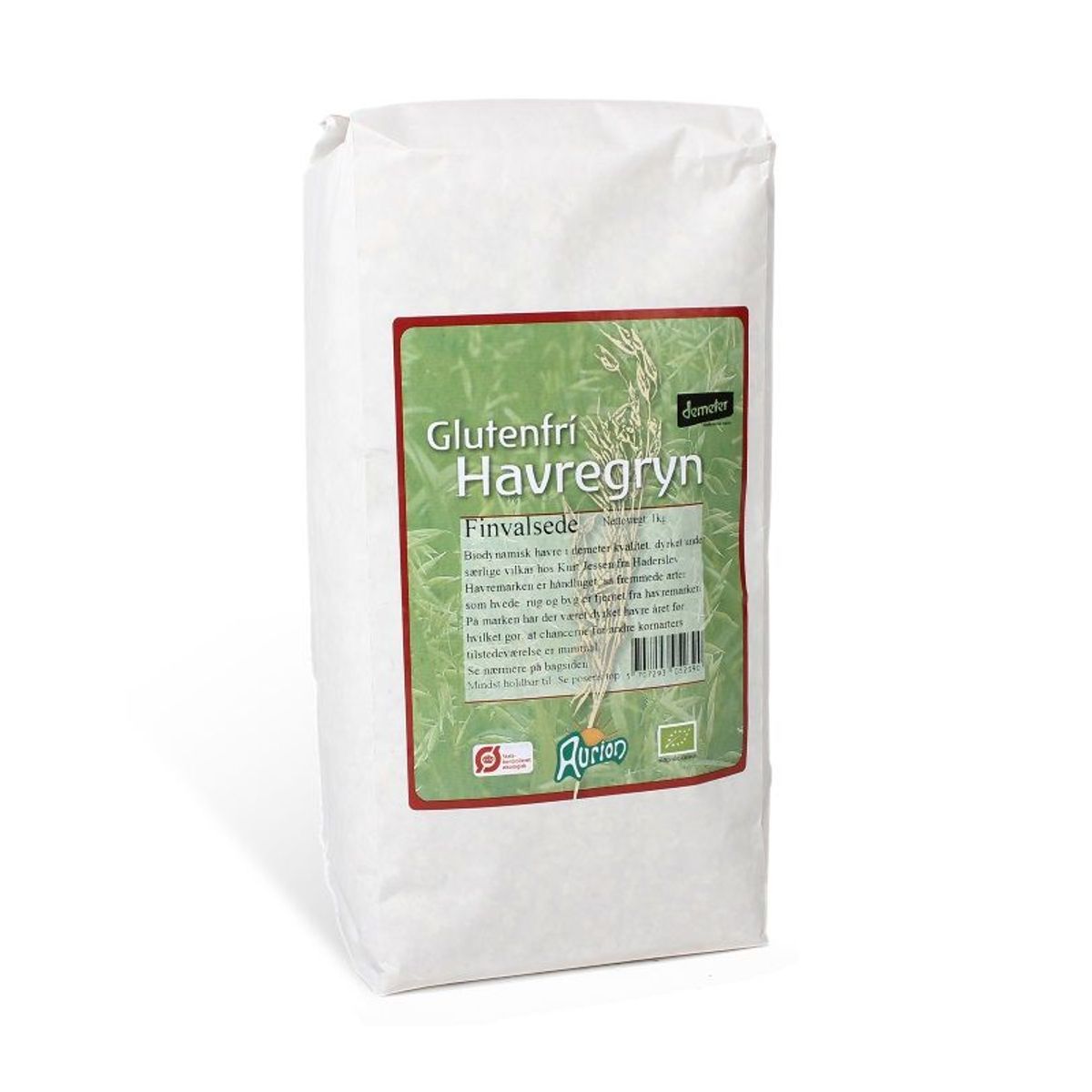 Havregryn finvalsede glutenfri Aurion 1 kg - Biodynamiske