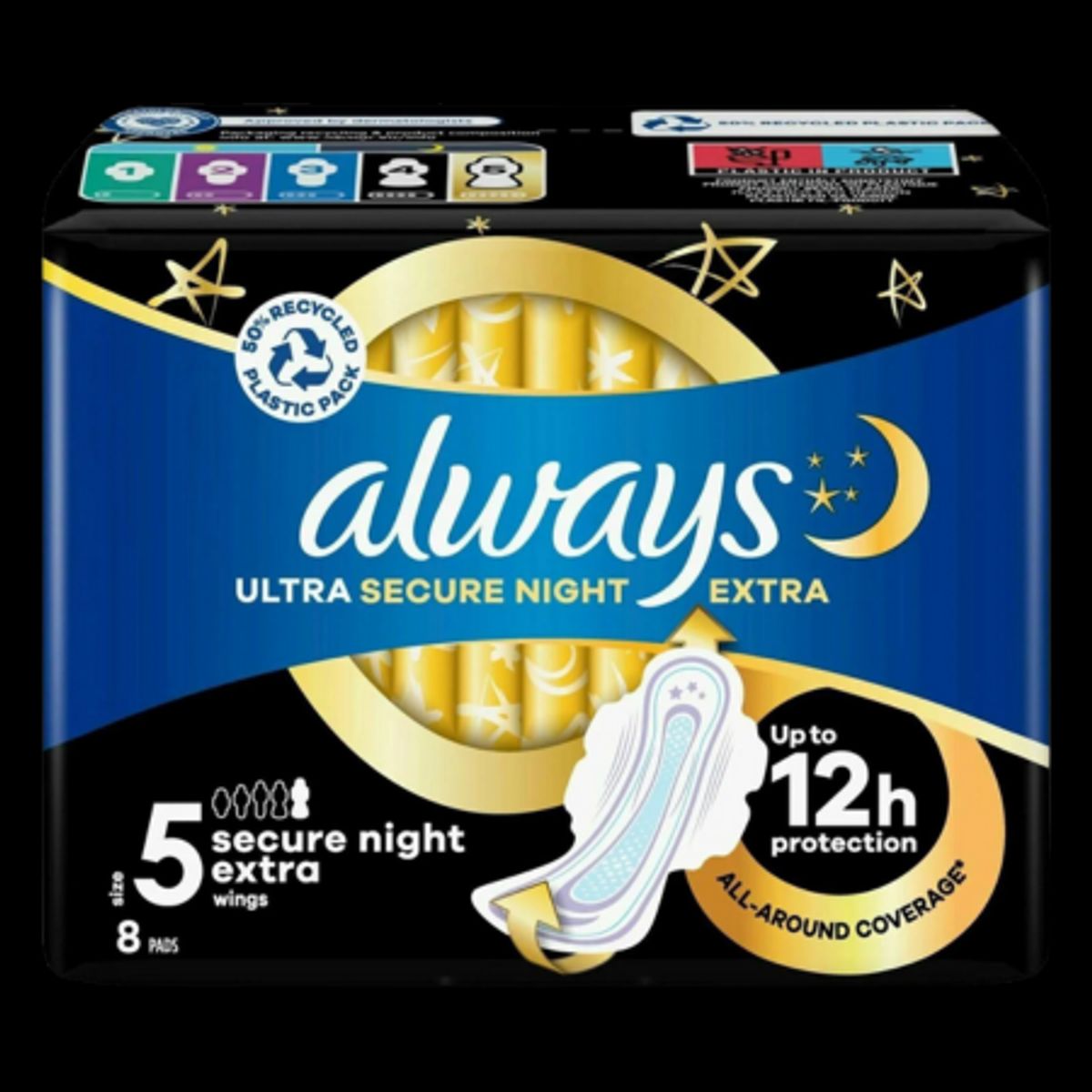 Always Ultra Size 5 Secure Night Extra - 8 stk