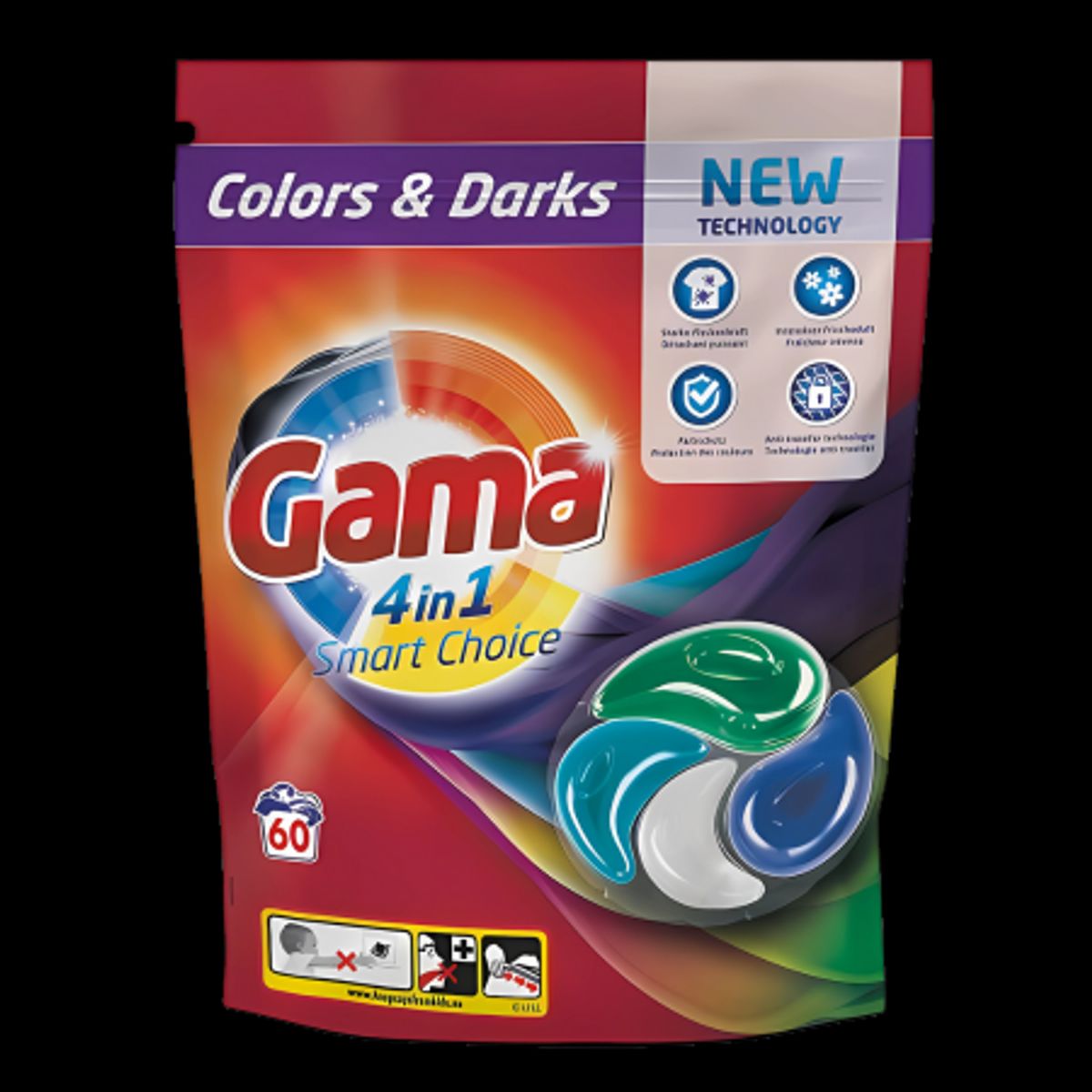 Gama 4-i-1 Vaskepods Darks & Colour - 60 stk