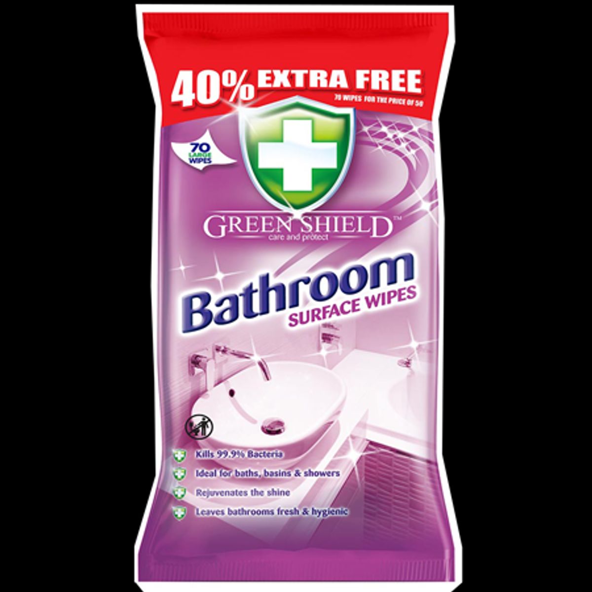 Green Shield Bathroom Wipes - 70 stk