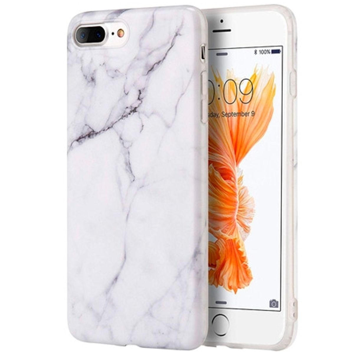 iPhone 8+ Cover - Hvid Marmor