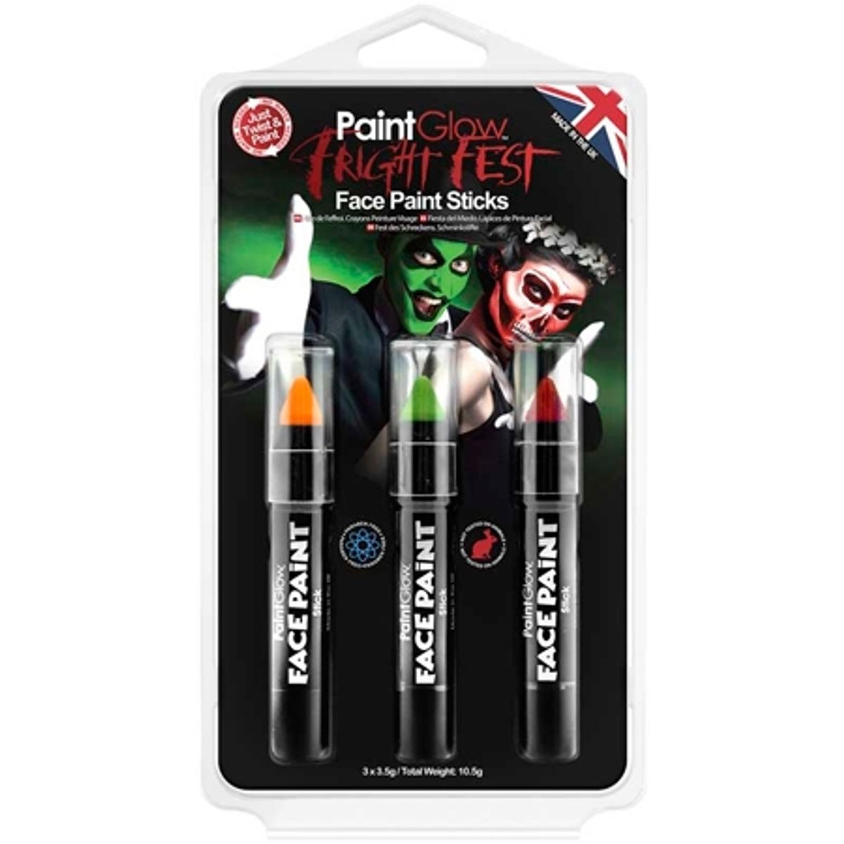 PaintGlow Fright Fest Paint Sticks Ansigtsmaling - 3 stk