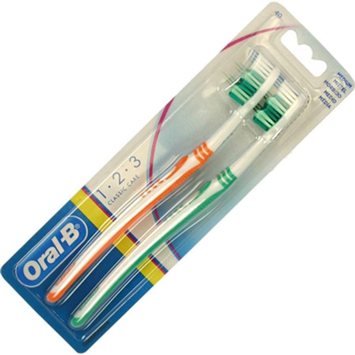 Oral-B 1-2-3 Classic Care 40 - 2 stk. Assorteret