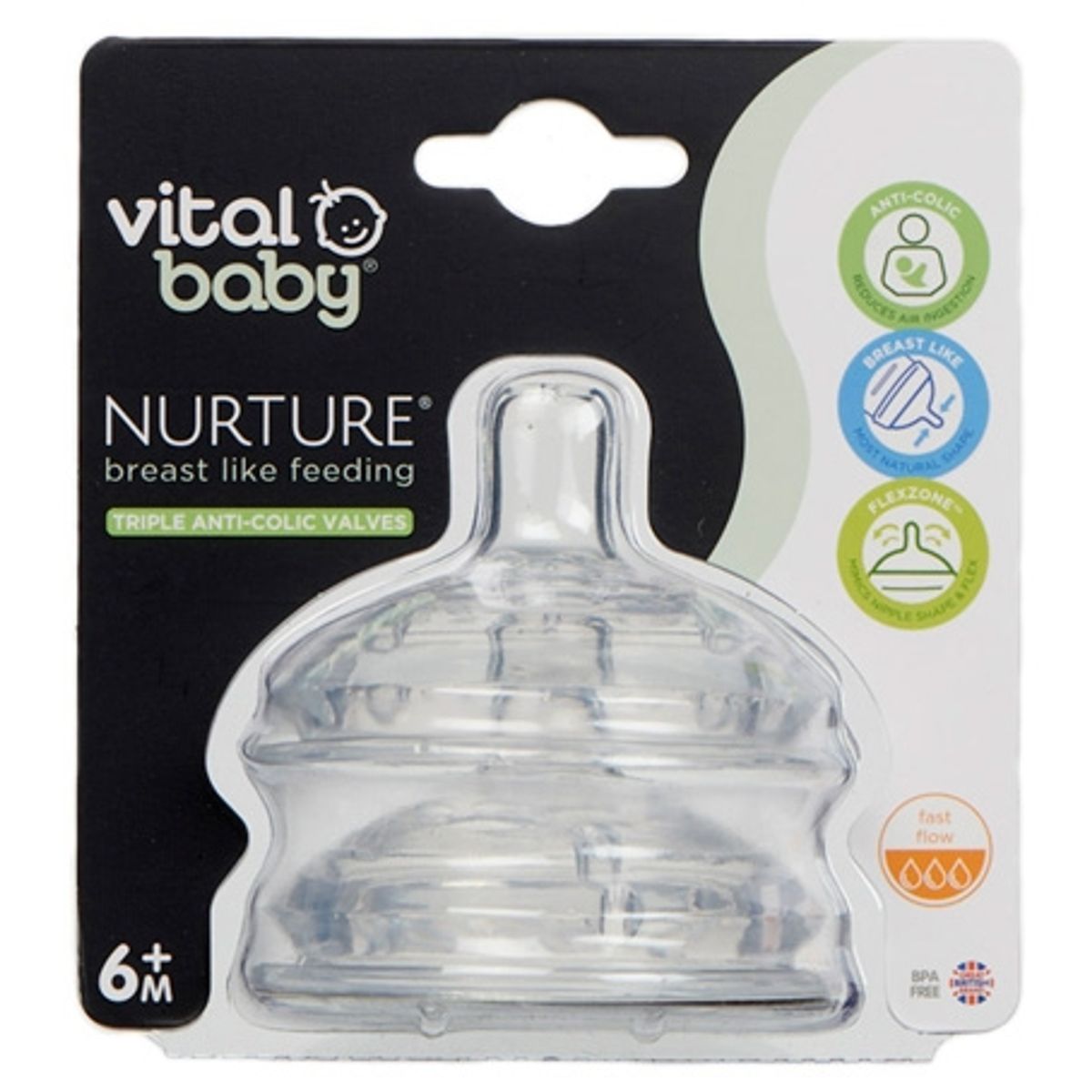 Vital Baby Nurture Fast Flow Flaskesutter - 2 stk