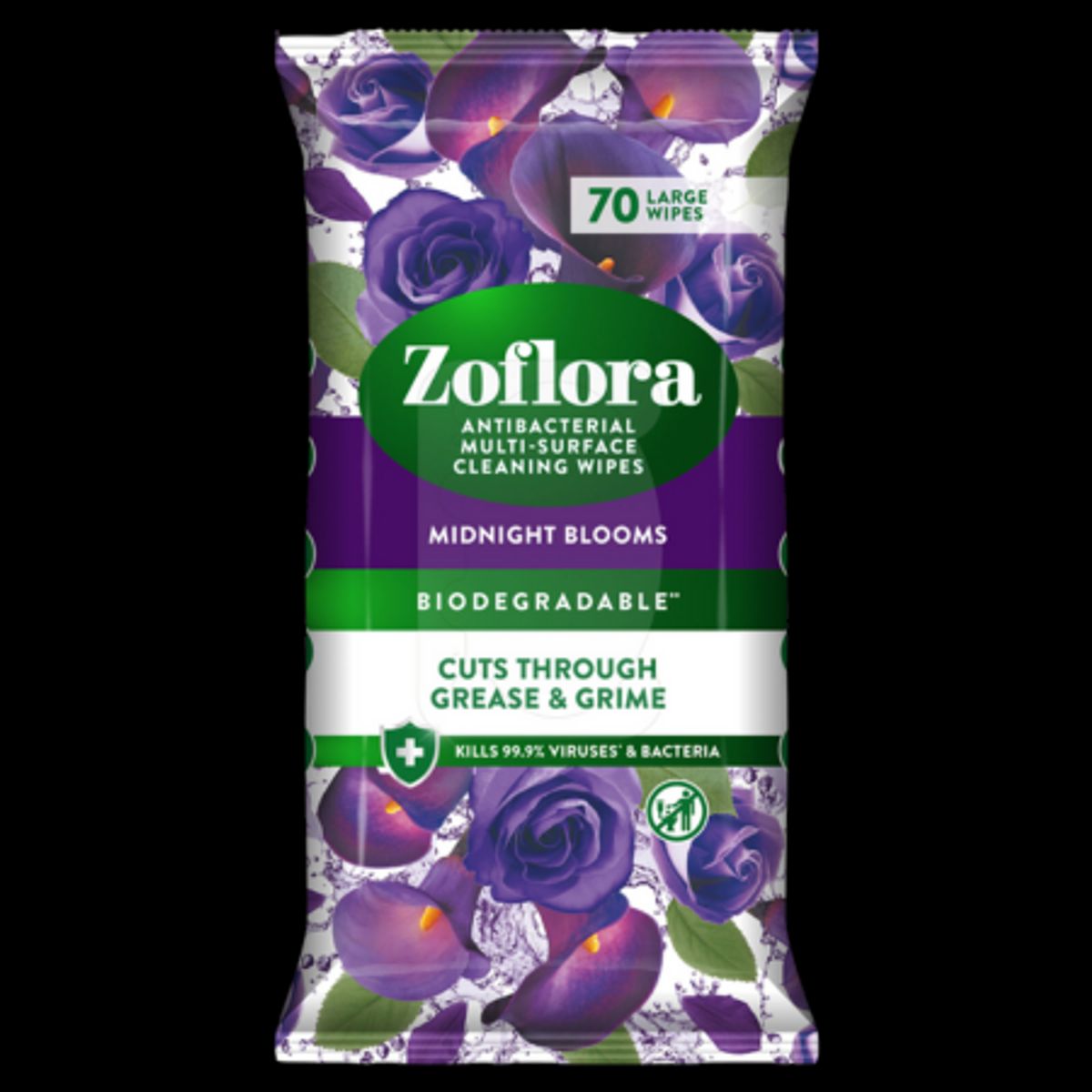 Zoflora Antibacterial Midnight Blooms Renseservietter - 70 stk