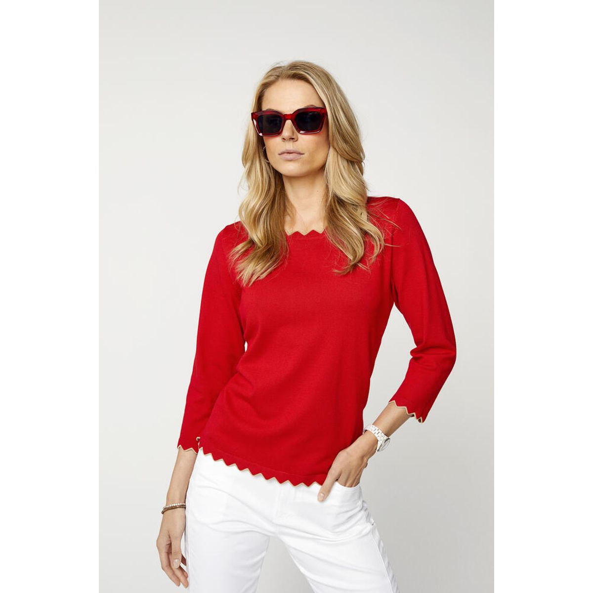 Jumper - Basic Viscose Strik - Rød - Micha