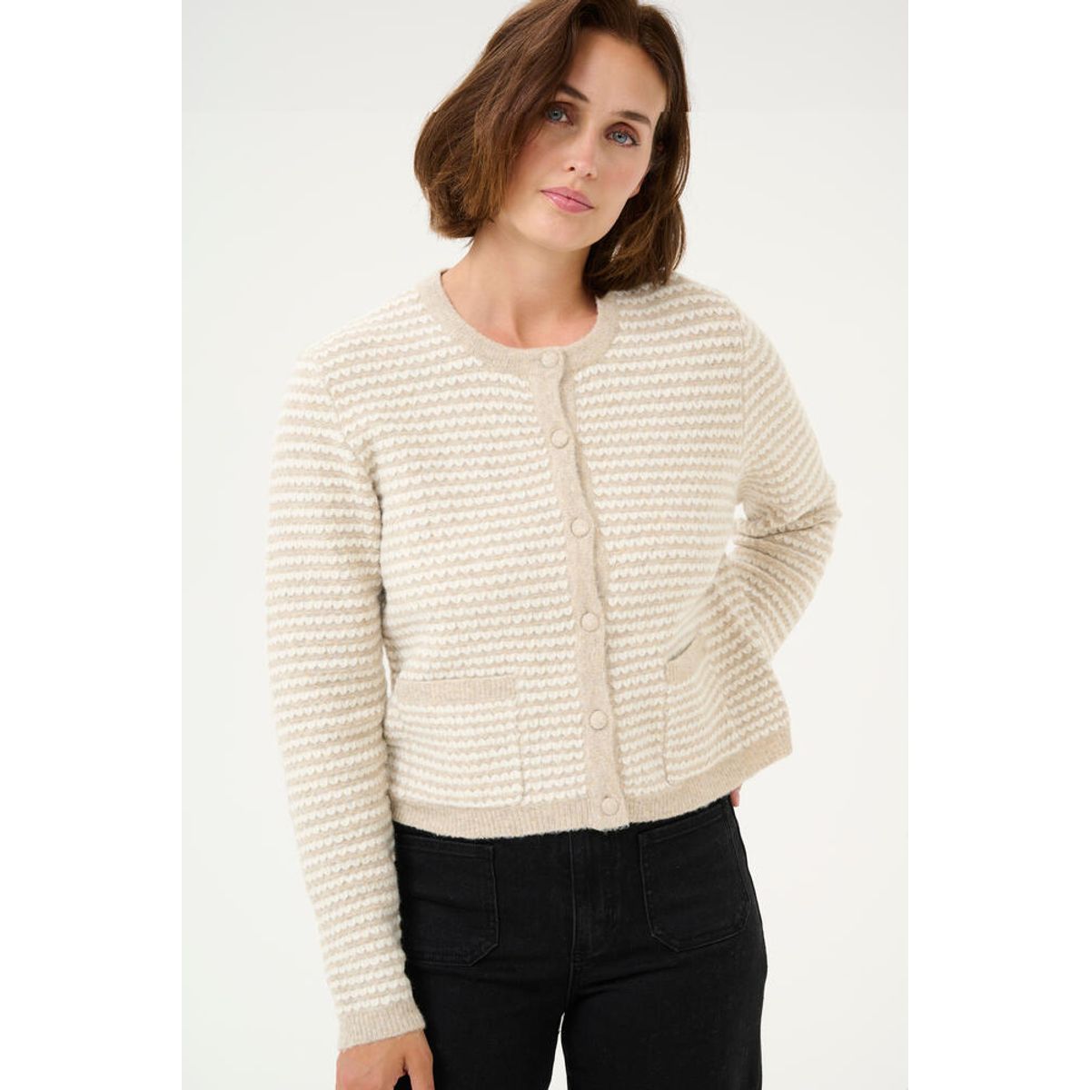 Cardigan - Strik - KAellery - Grey/Chalk - Kaffe