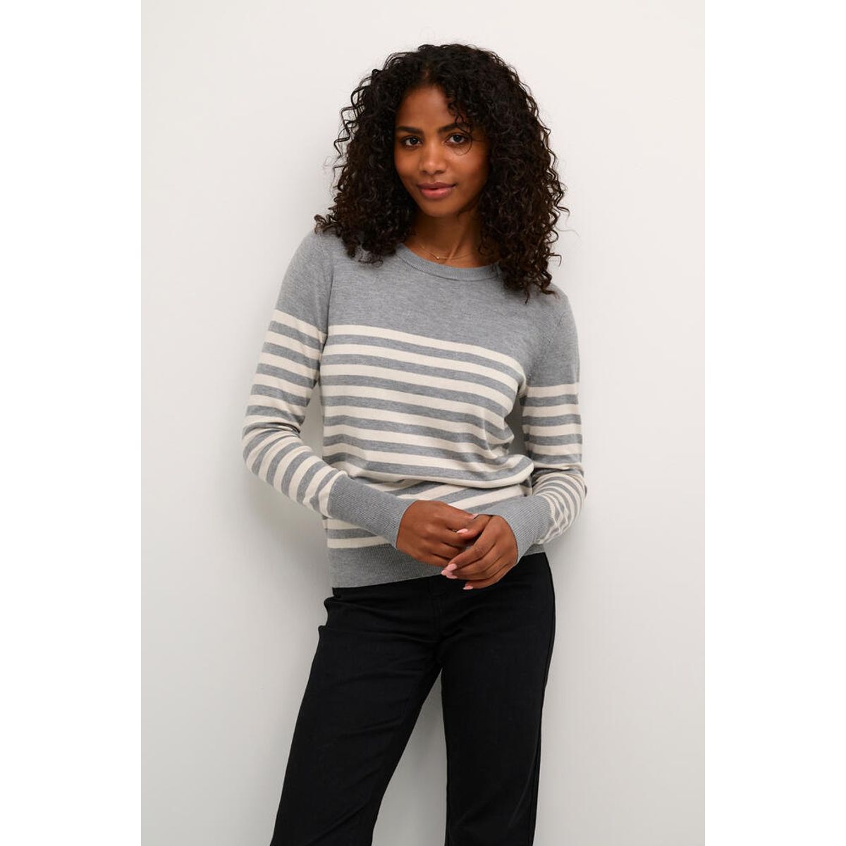 Pullover - Strik - KAlizza - Grey/Turtledove Stripe - Kaffe