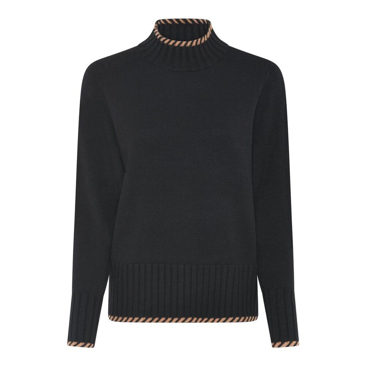 Jumper - Strik - Black/Cognac - Micha