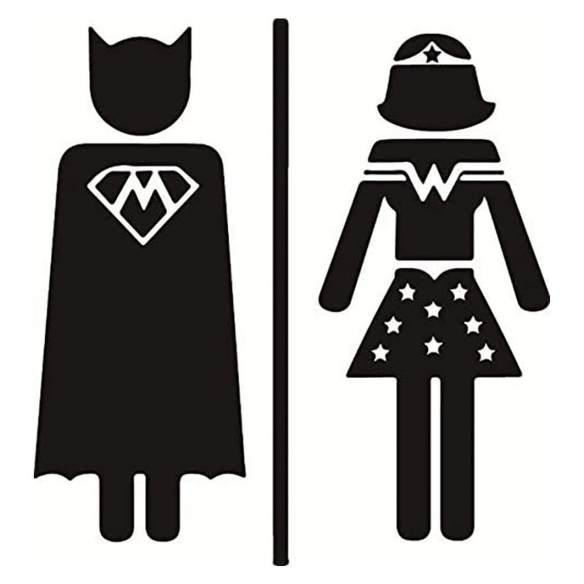 Sjovt Superhelte Toilet skilt. Toilet wallsticker med to superhelte.