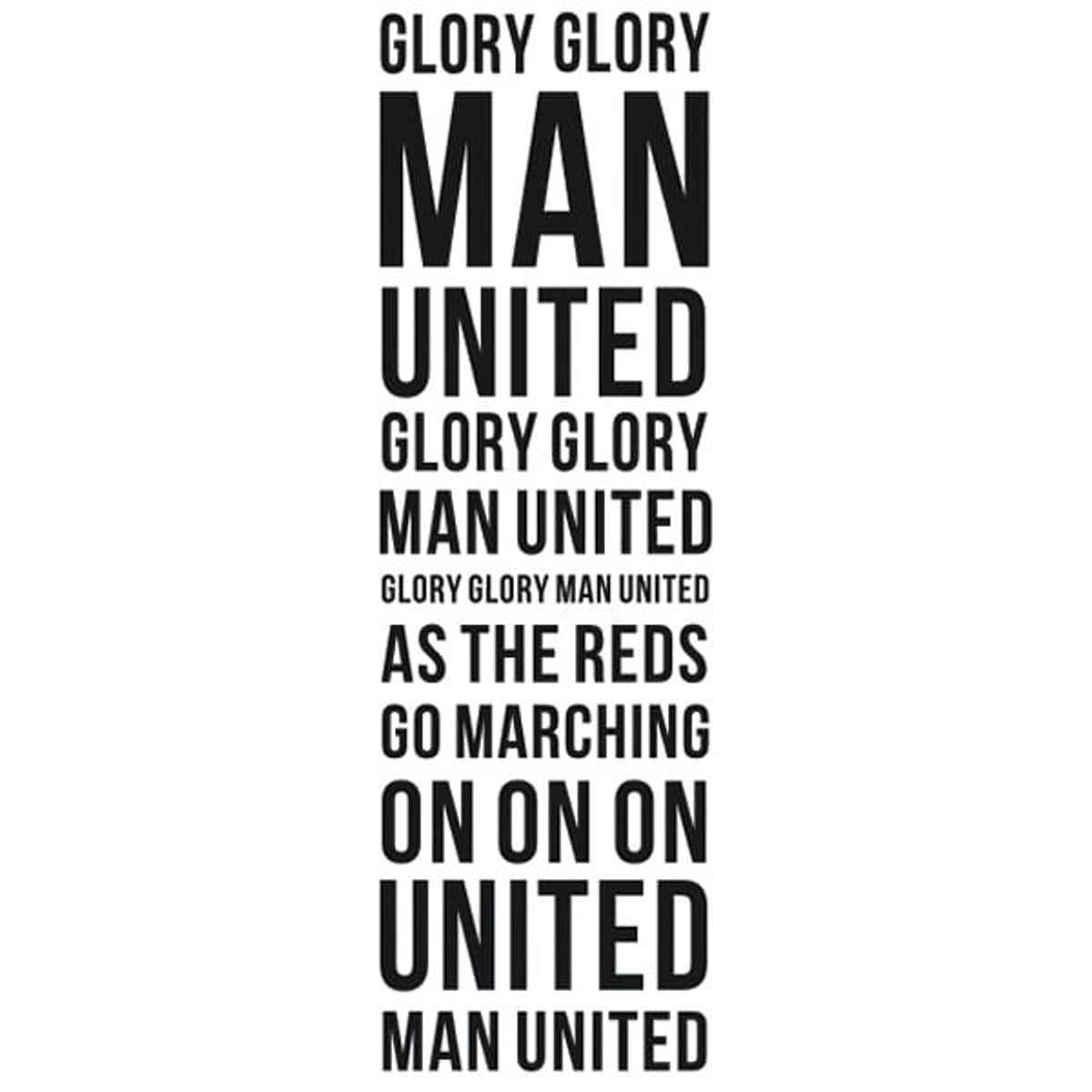 Manchester United wallsticker. Glory Glory Man United. 130x40cm