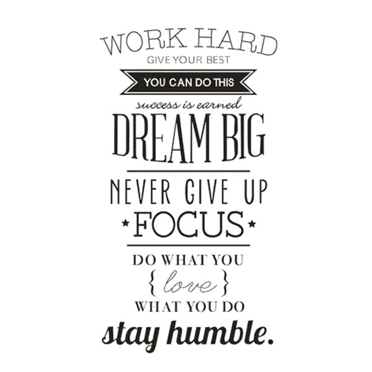 Citat wallsticker. Work hard, Dream big, stay humble. 100x57cm