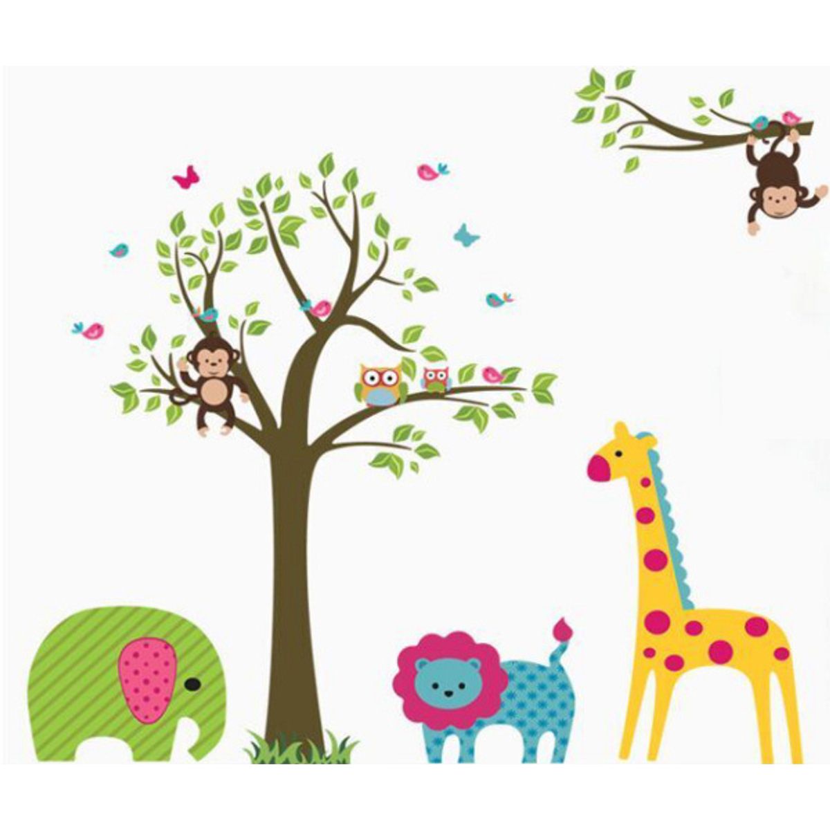 Farverig wallsticker med dyrene fra ZOO.